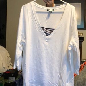 White with Navy stripes